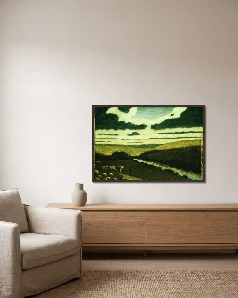 Landscape av Albert Pinkham Ryder inramad på en vägg