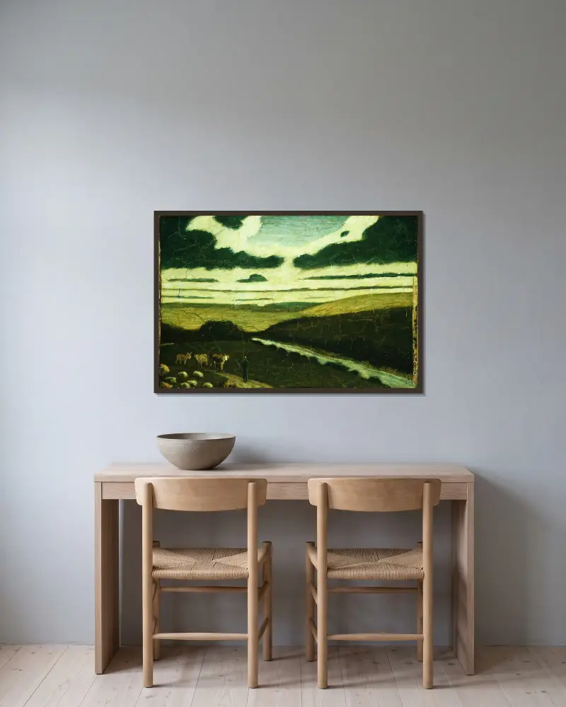 Landscape av Albert Pinkham Ryder inramad på en vägg