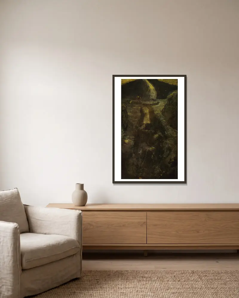 Passing Song av Albert Pinkham Ryder inramad på en vägg