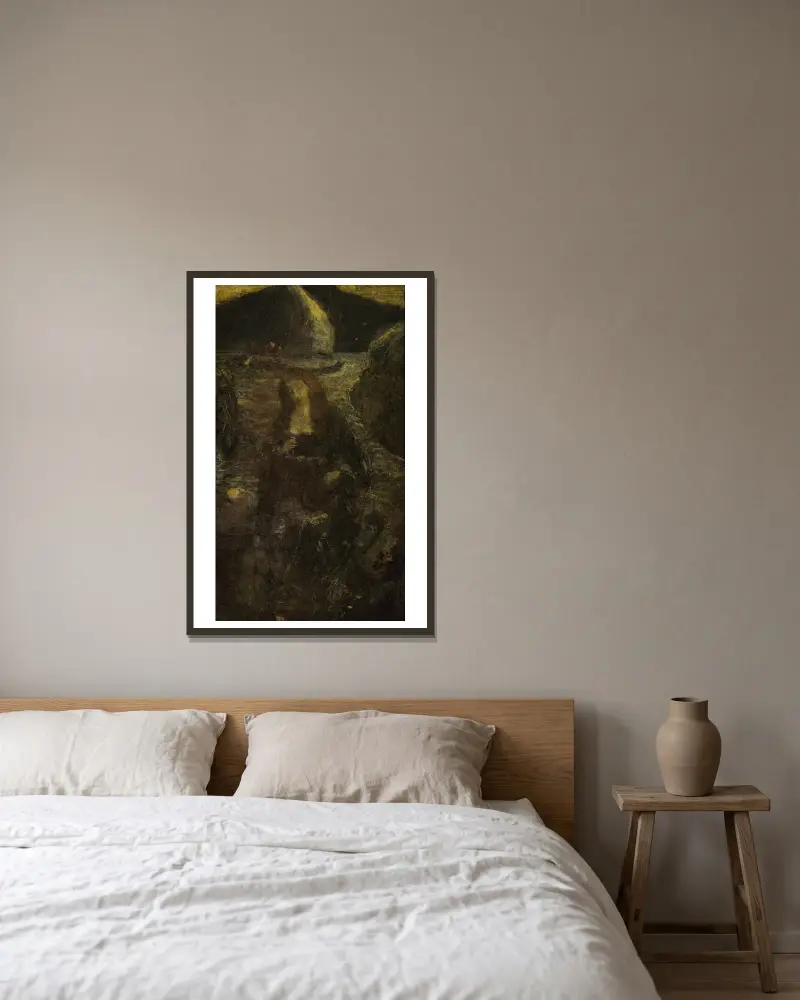 Passing Song av Albert Pinkham Ryder inramad på en vägg