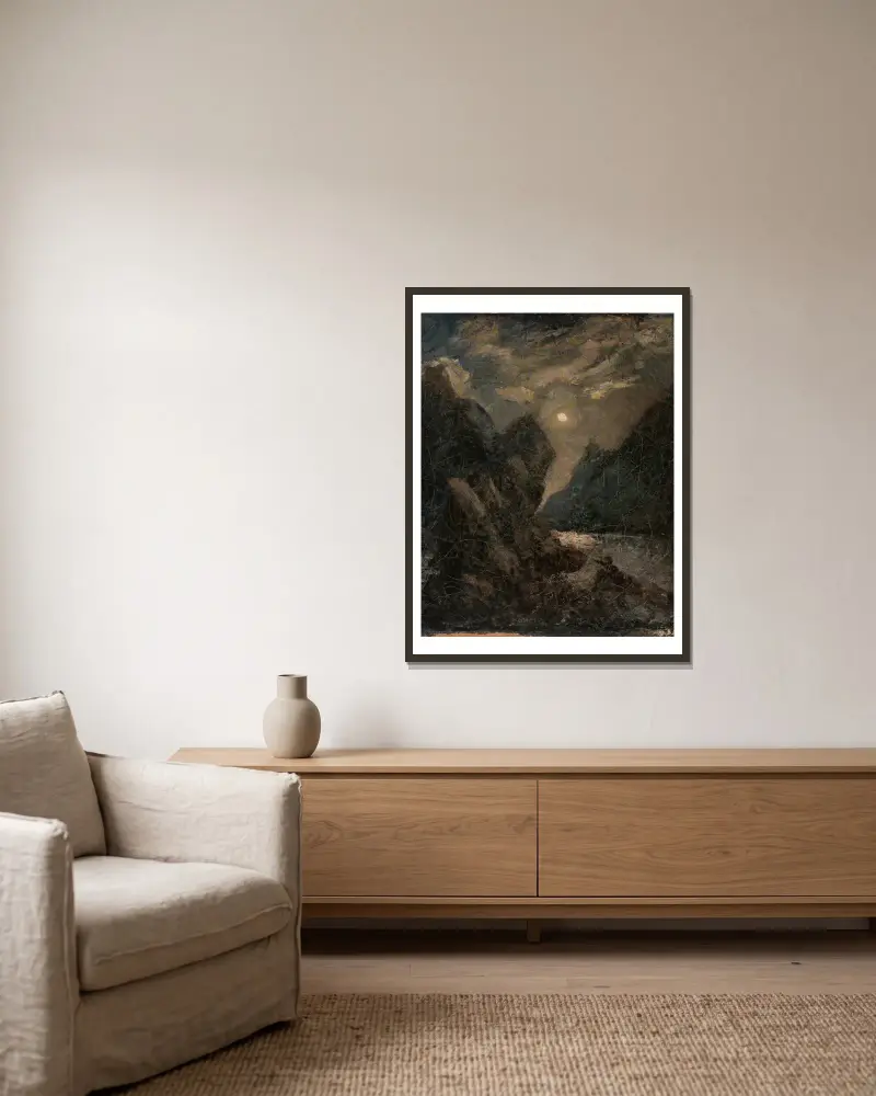 The Lorelei av Albert Pinkham Ryder inramad på en vägg