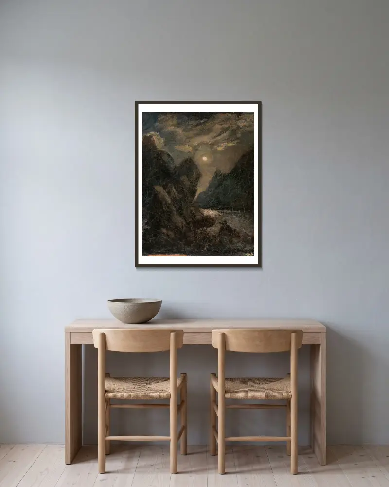The Lorelei av Albert Pinkham Ryder inramad på en vägg