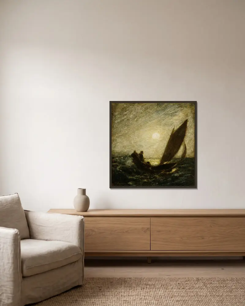 With Sloping Mast And Dipping Prow av Albert Pinkham Ryder inramad på en vägg