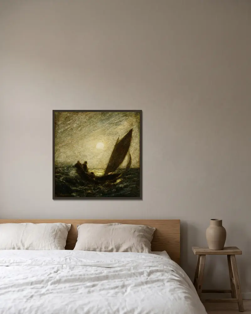 With Sloping Mast And Dipping Prow av Albert Pinkham Ryder inramad på en vägg