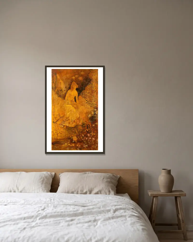 Žena s jelenem, Albert Pinkham Ryder v rámu na stěně