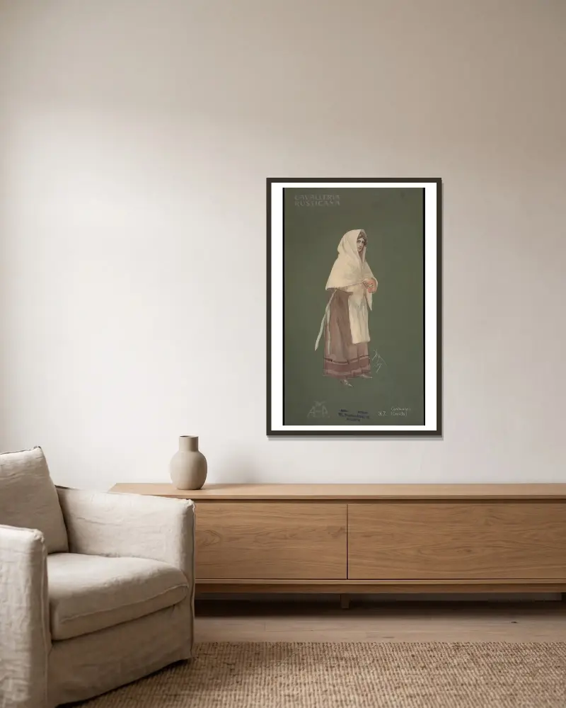 Contadina (corista), 1906 – Nr. 1 von Pipein Gamba gerahmt an einer Wand