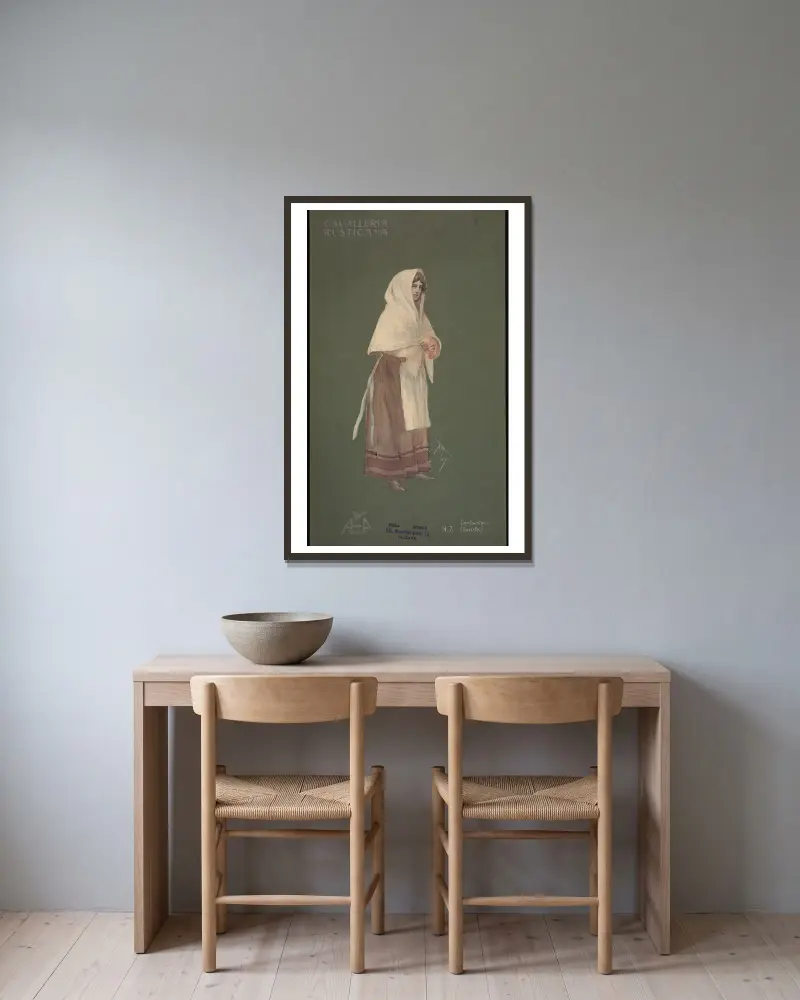 Contadina (corista), 1906 – Nr. 1 von Pipein Gamba gerahmt an einer Wand