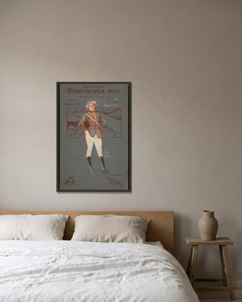 Studenti, 1907 – nr 5 av Pipein Gamba inramad på en vägg