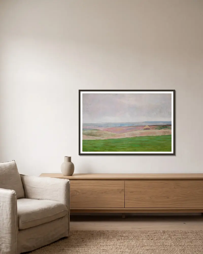 Landschaft bei Sobótka von Władysław Podkowiński gerahmt an einer Wand