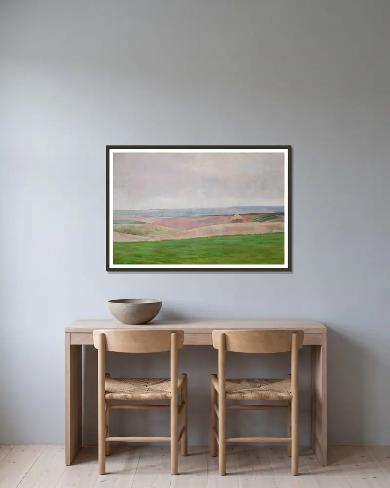 Landschaft bei Sobótka von Władysław Podkowiński gerahmt an einer Wand
