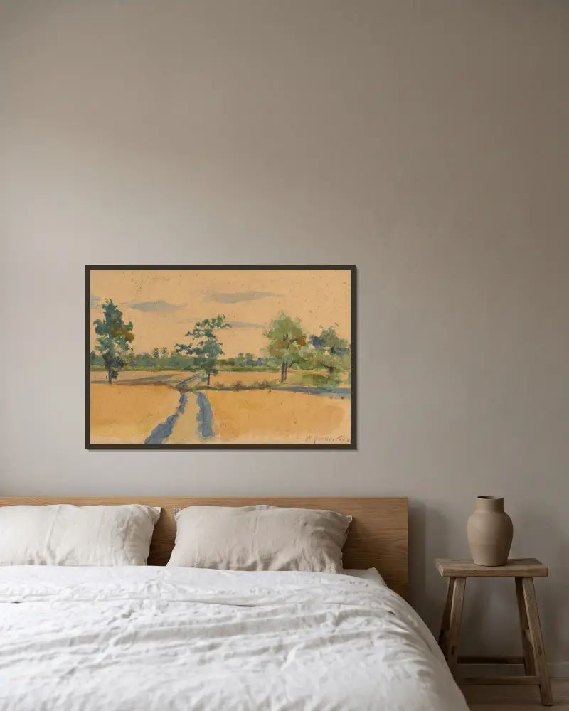 Lowland landscape av Władysław Podkowiński inramad på en vägg