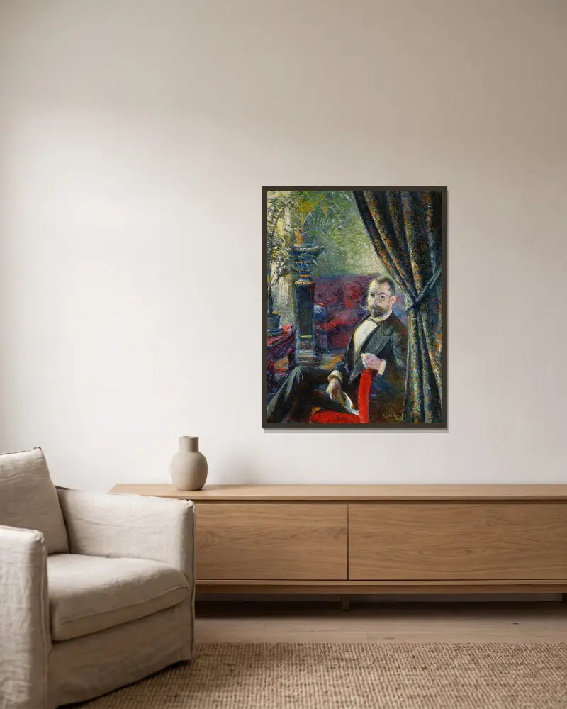 Bildnis eines Mannes von Władysław Podkowiński gerahmt an einer Wand