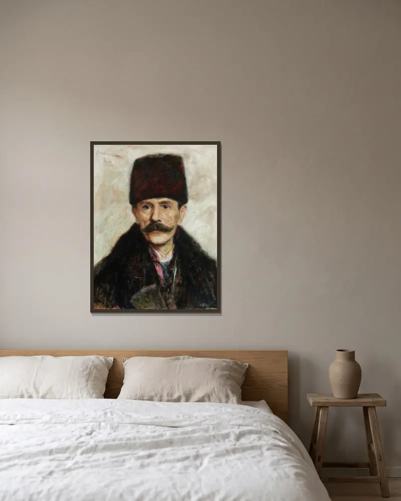 Portrait of Ostaszewski av Władysław Podkowiński inramad på en vägg