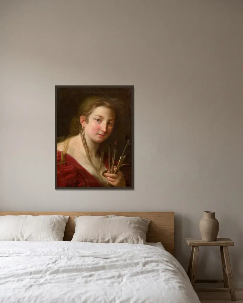 Måleriets allegori av Pompeo Batoni inramad på en vägg