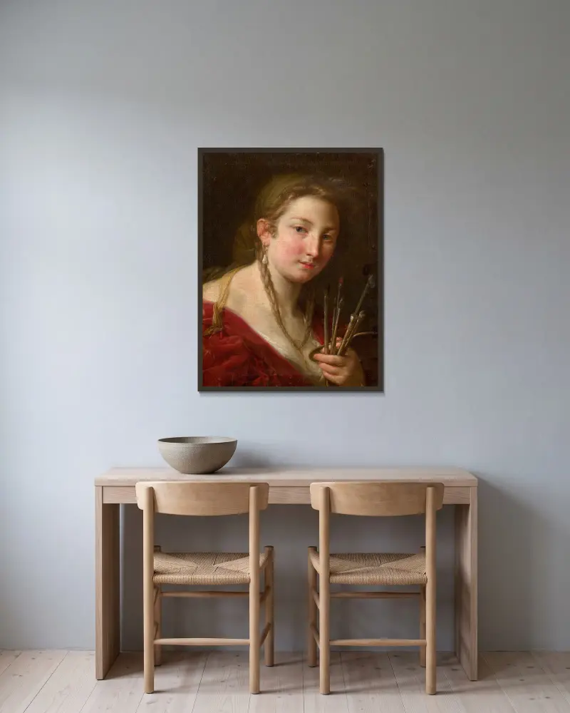 Måleriets allegori av Pompeo Batoni inramad på en vägg