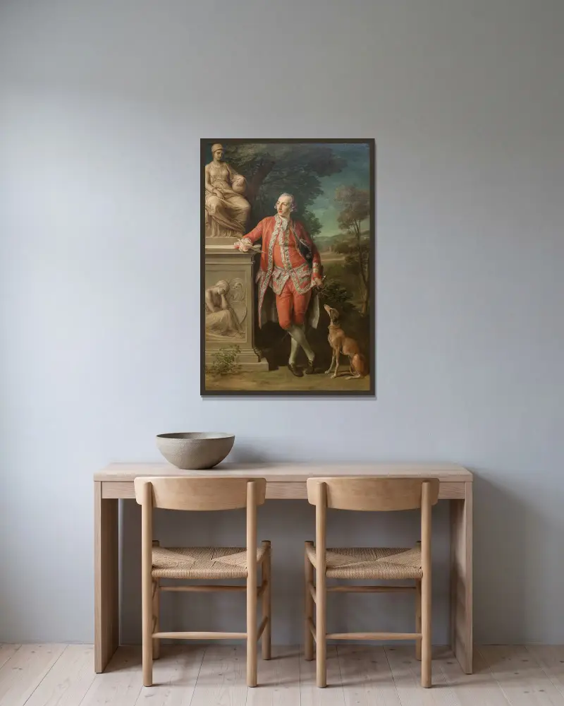 Peter Beckford, godsägare, Dorset av Pompeo Batoni inramad på en vägg