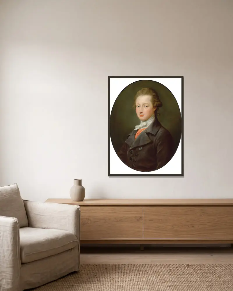 Porträtt av en herre – nr 1 av Pompeo Batoni inramad på en vägg