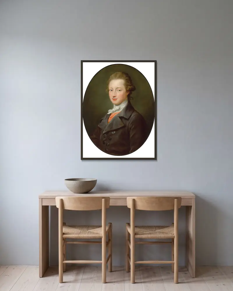 Porträtt av en herre – nr 1 av Pompeo Batoni inramad på en vägg