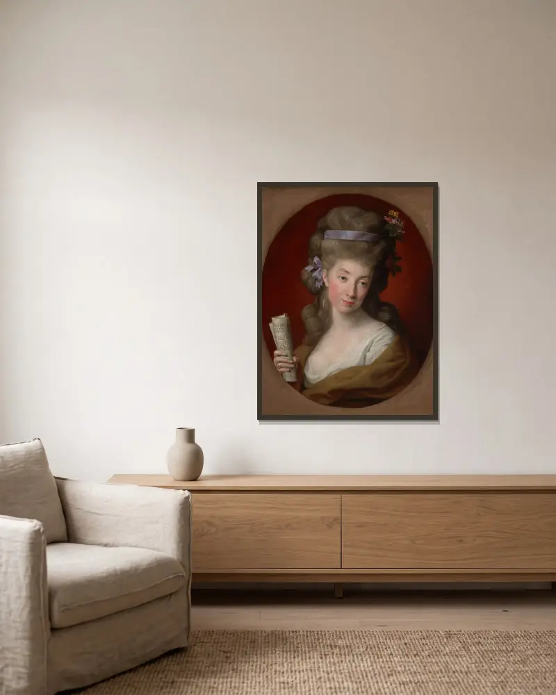 Porträtt av Izabela född Lubomirska, hustru till Ignacy Potocki (1755–1783) av Pompeo Batoni inramad på en vägg