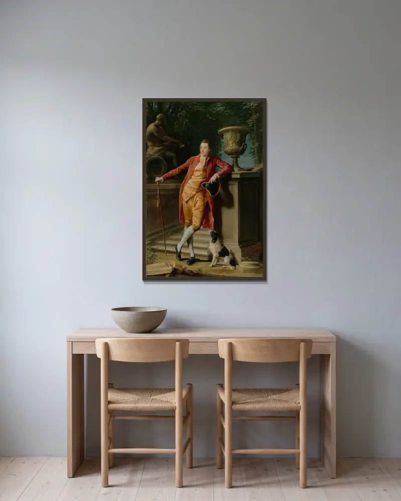 Porträtt av John Talbot, senare 1:e earl Talbot av Pompeo Batoni inramad på en vägg