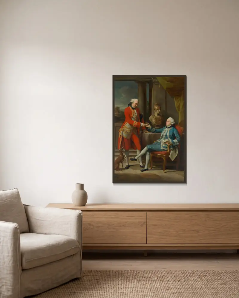 Sir Sampson Gideon och en okänd följeslagare av Pompeo Batoni inramad på en vägg