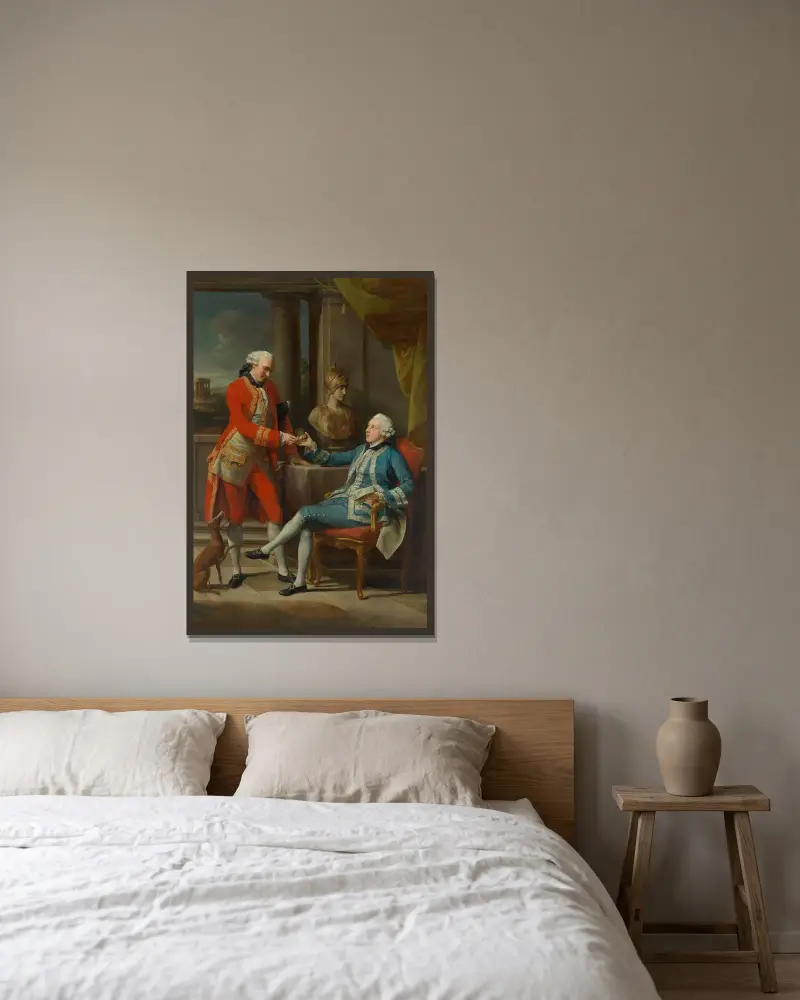 Sir Sampson Gideon och en okänd följeslagare av Pompeo Batoni inramad på en vägg