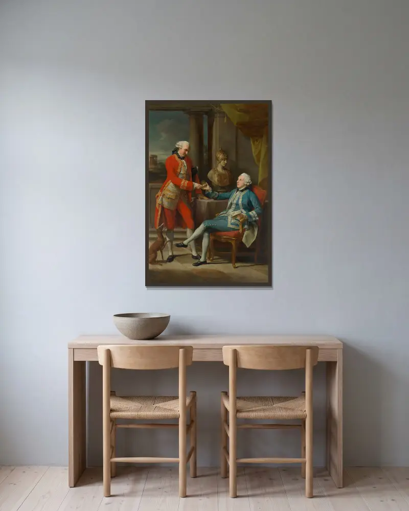 Sir Sampson Gideon och en okänd följeslagare av Pompeo Batoni inramad på en vägg