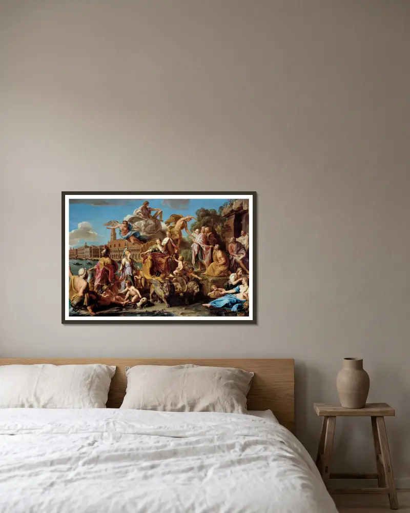 The Triumph Of Venice (C 1737) av Pompeo Batoni inramad på en vägg