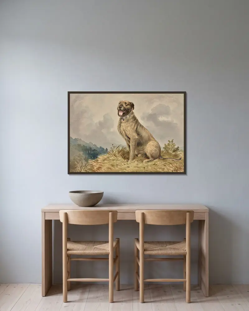 Seated Irish Wolfhound av Alexander Pope Jr. inramad på en vägg