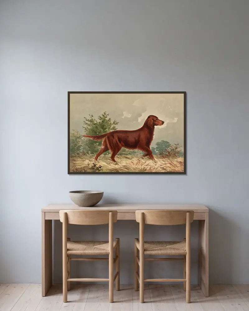 Standing Flatcoated Retriever, facing right av Alexander Pope Jr. inramad på en vägg