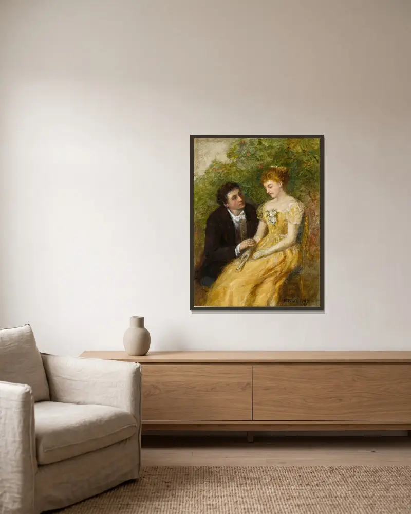 A Study for In the Conservatory; A Critical Moment av William Powell Frith inramad på en vägg