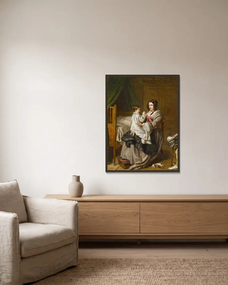 Čas jít spát (Večerní modlitba), William Powell Frith v rámu na stěně