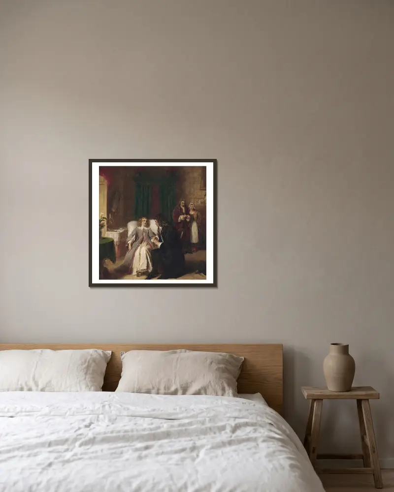 Die eingebildete Kranke von William Powell Frith gerahmt an einer Wand