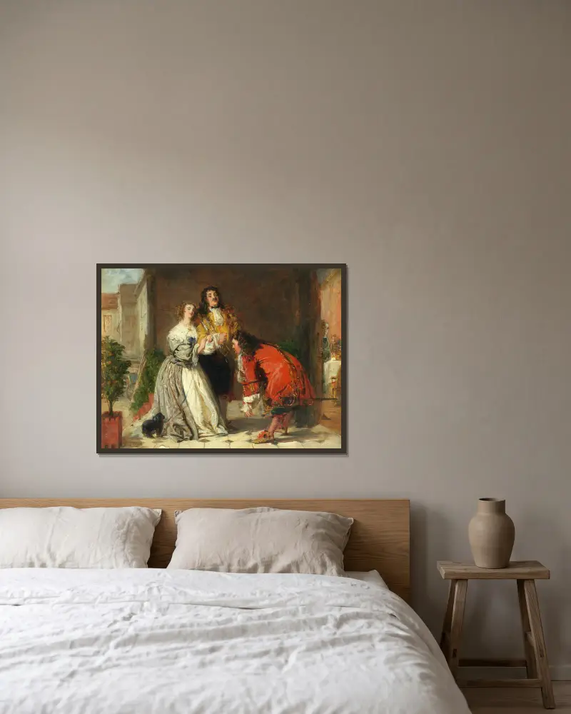 Scene from Le Bourgeois gentilhomme av William Powell Frith inramad på en vägg