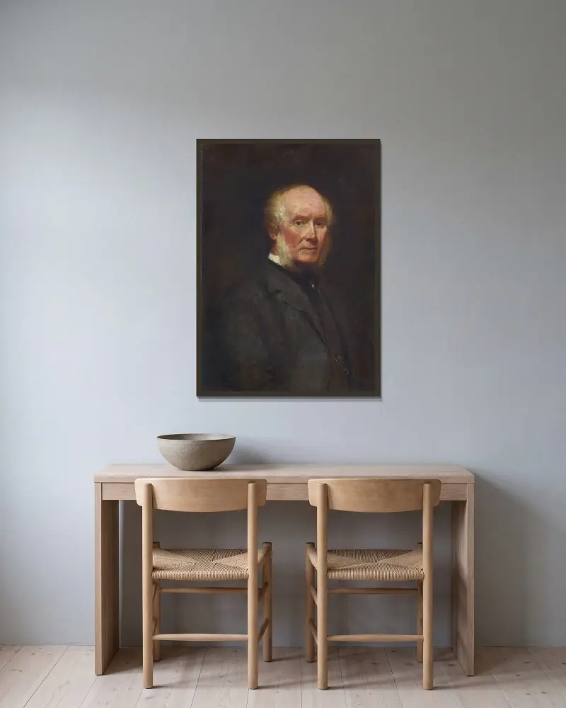 Självporträtt vid 83 års ålder av William Powell Frith inramad på en vägg