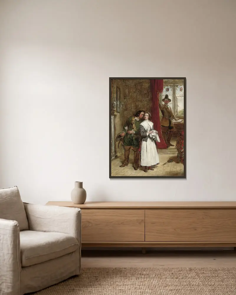Die Tochter des Puritaners von William Powell Frith gerahmt an einer Wand