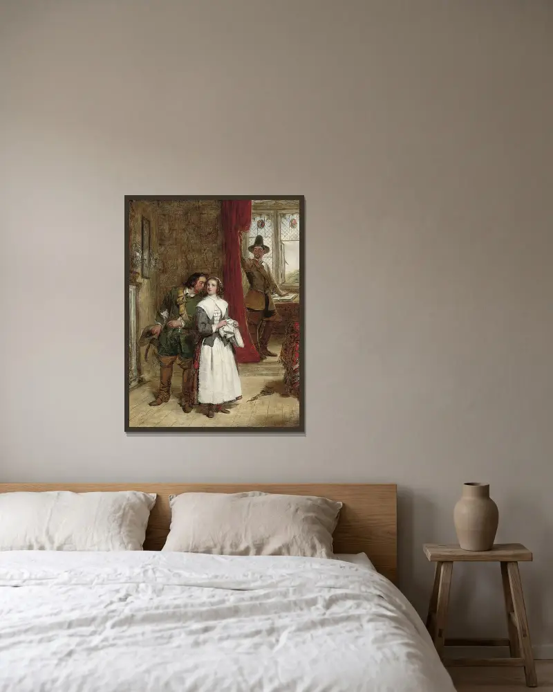 Die Tochter des Puritaners von William Powell Frith gerahmt an einer Wand