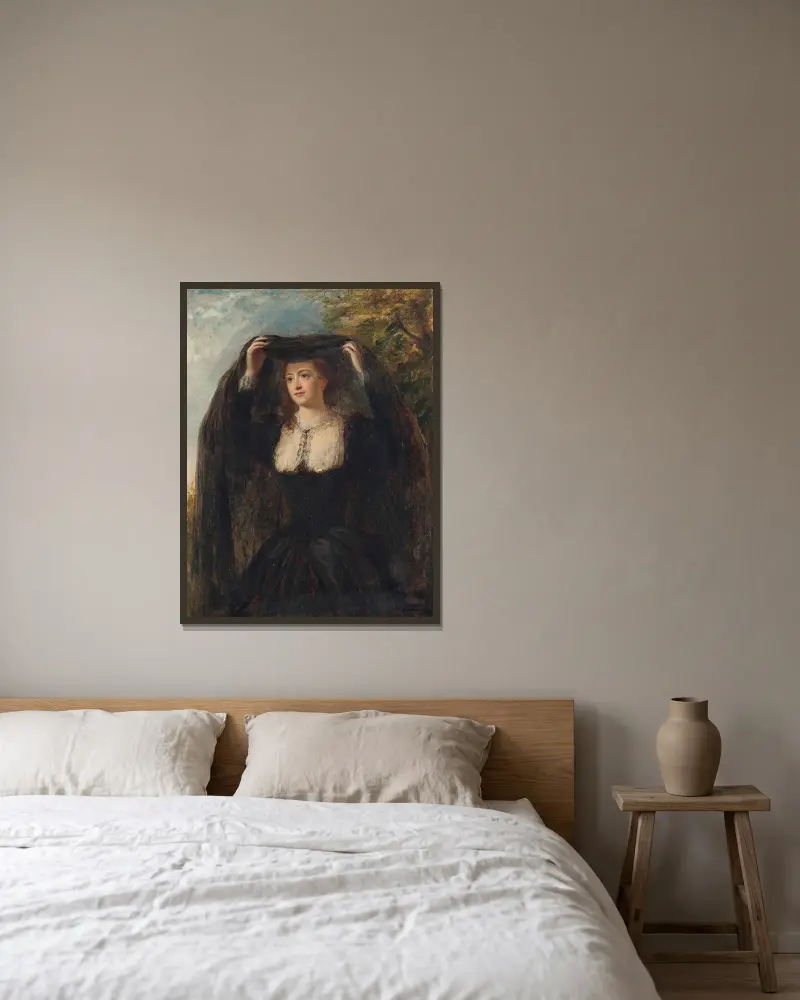 Der Schleier von William Powell Frith gerahmt an einer Wand