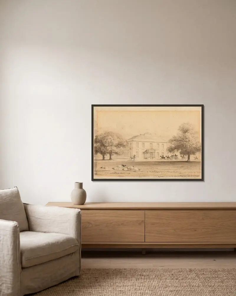 Gaunt's House, Wimborne von John Preston Neale gerahmt an einer Wand