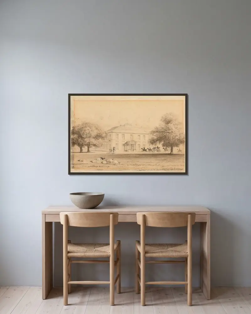 Gaunt's House, Wimborne von John Preston Neale gerahmt an einer Wand