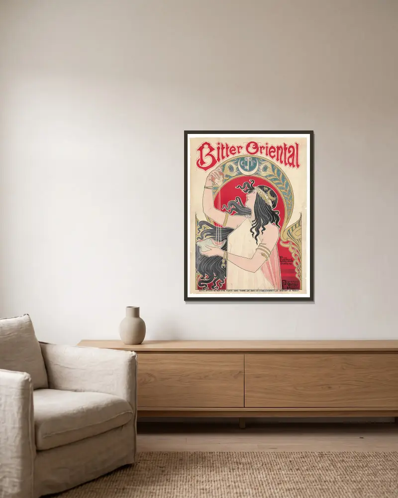 Bitter Oriental av Henri Privat-Livemont inramad på en vägg