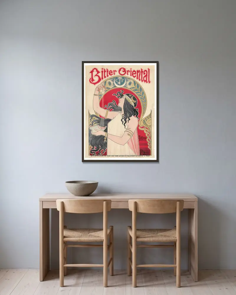Bitter Oriental av Henri Privat-Livemont inramad på en vägg