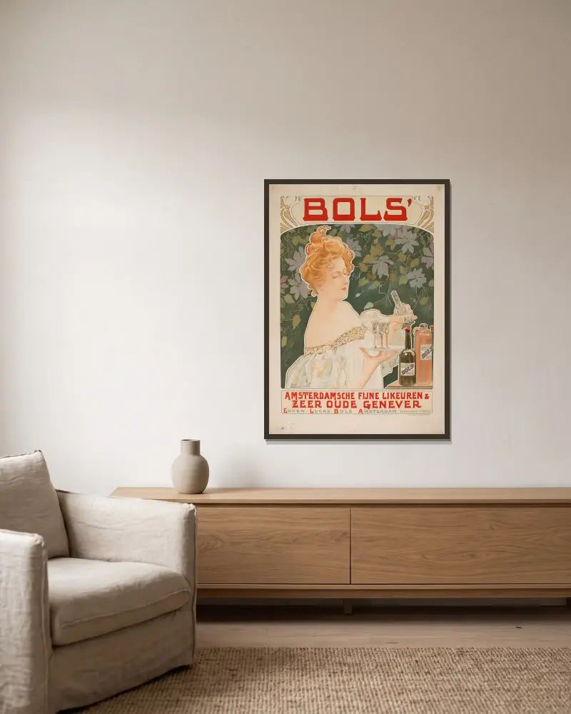 Bols von Henri Privat-Livemont gerahmt an einer Wand