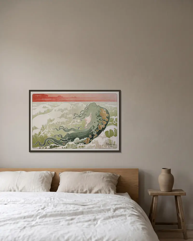 La Vague (The Wave) av Henri Privat-Livemont inramad på en vägg