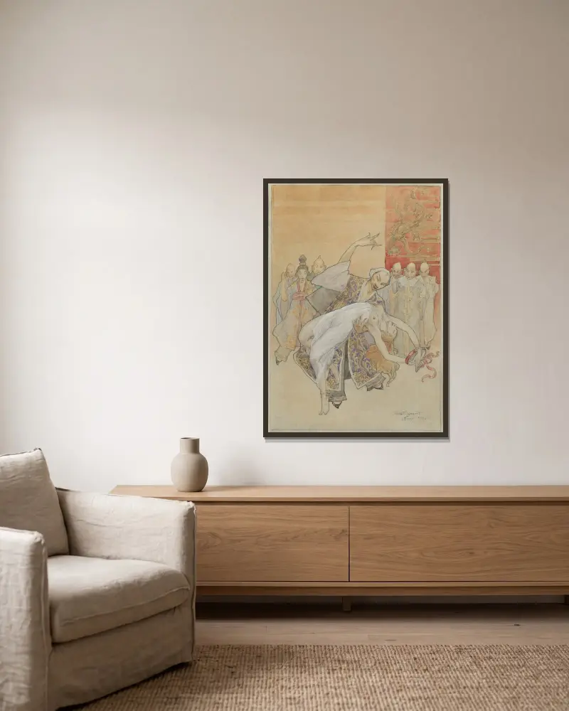 Oriental Dancers av Henri Privat-Livemont inramad på en vägg
