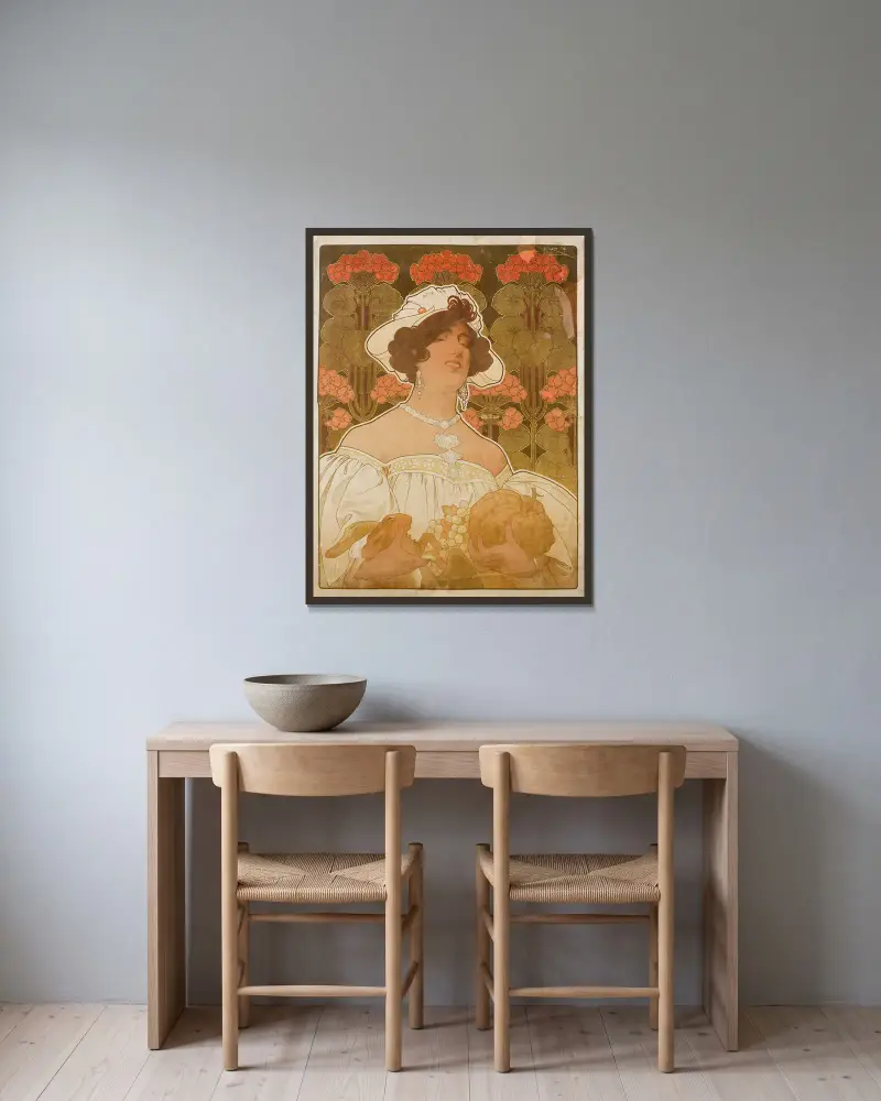 Untitled av Henri Privat-Livemont inramad på en vägg
