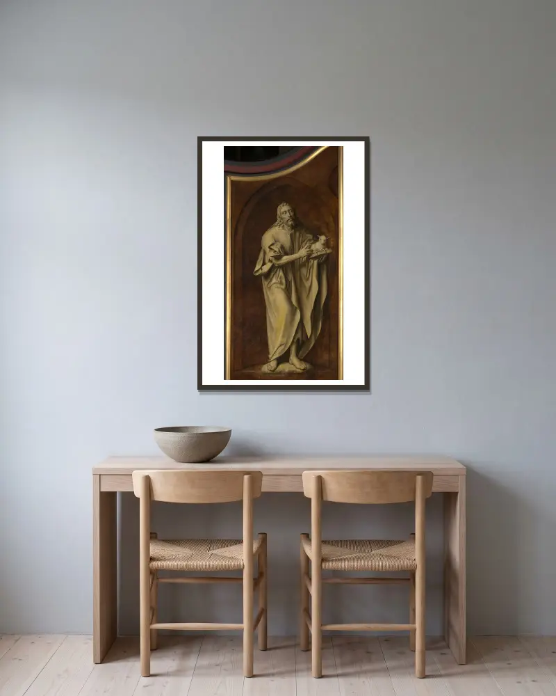 Saint John the Baptist av Quentin Massys inramad på en vägg
