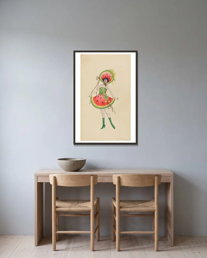 Watermelon-Girls (Coon Number) av Will R. Barnes inramad på en vägg