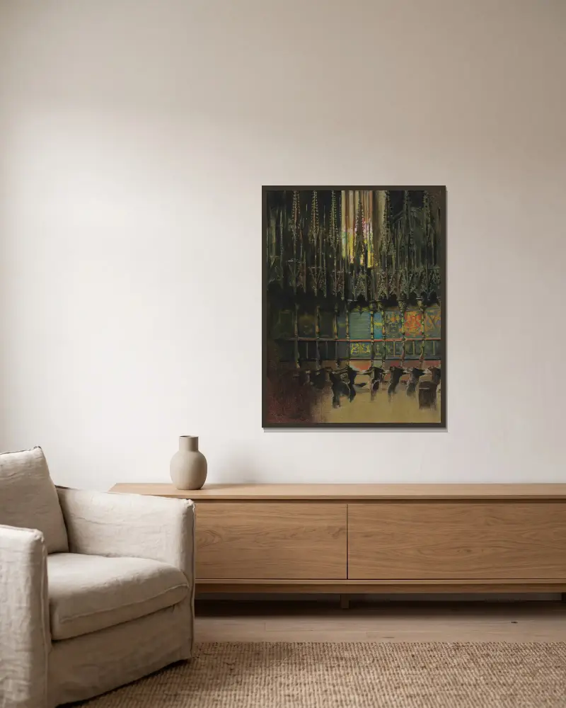 Kathedraleninterieur von Ramón Casas gerahmt an einer Wand