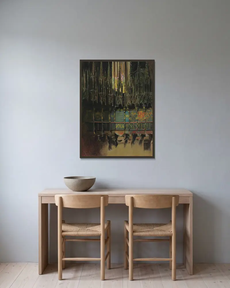 Kathedraleninterieur von Ramón Casas gerahmt an einer Wand